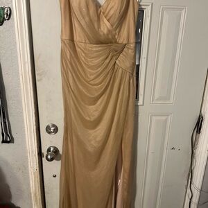 Chic Gold Draped Maxi Dress
